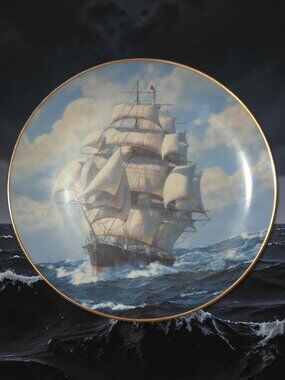 The Flying Cloud Rounding the Cape 9" plate featuring artwork by Charles Vickery